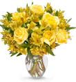 Citrus Burst 6 Rose Bouquet with Vase