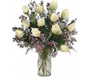 One Dozen Long Stemmed WHITE Roses